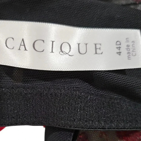 Cacique Heart Embroidered Unlined Balconette Bra Black Size 44D NWT - Picture 5 of 8